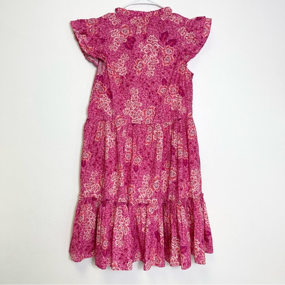 Generation Love Floral Sun Dress Ruffle Pink Oversized V Neck Slip On Size XS - Picture 13 of 15